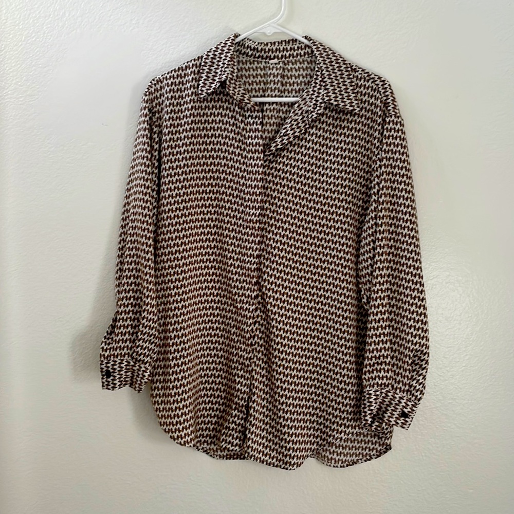 Long sleeve blouse patterned brown